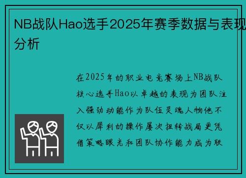 NB战队Hao选手2025年赛季数据与表现分析
